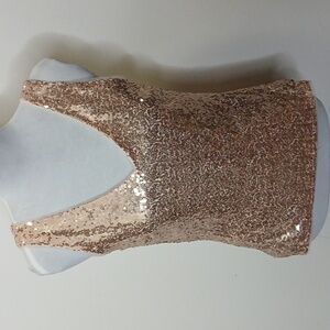 Grace Karin rose gold sequined zip side tank top size small